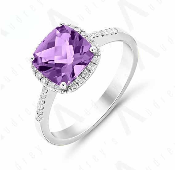 9K WHITE GOLD AMETHYST RING