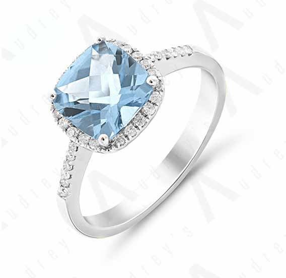 9K WHITE GOLD BLUE TOPAZ RING