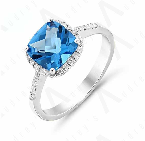 9K WHITE GOLD SWISS BLUE TOPAZ RING