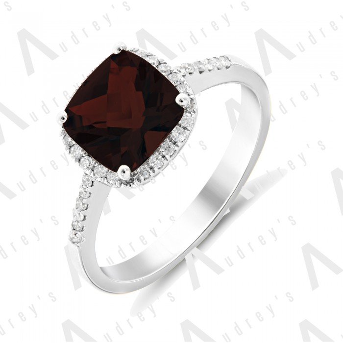 9K WHITE GOLD SMOKEY TOPAZ RING
