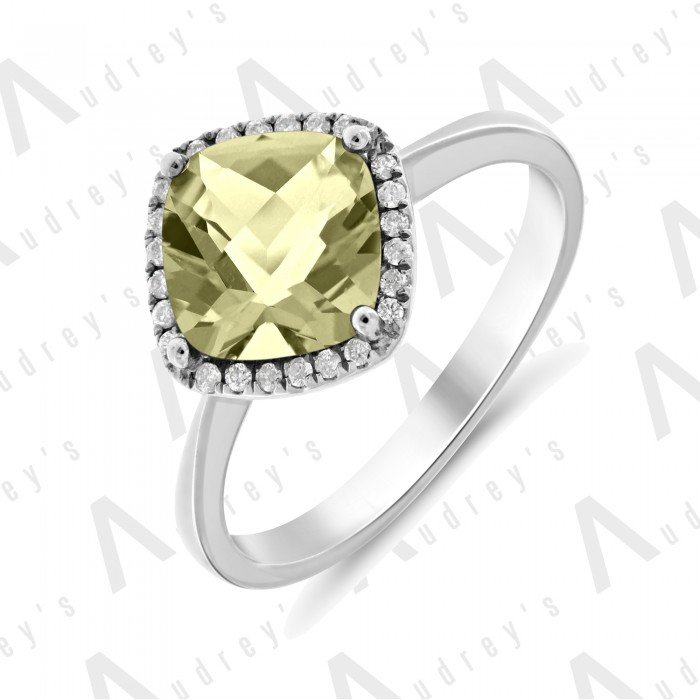 9K WHITE GOLD LEMON QUARTZ RING