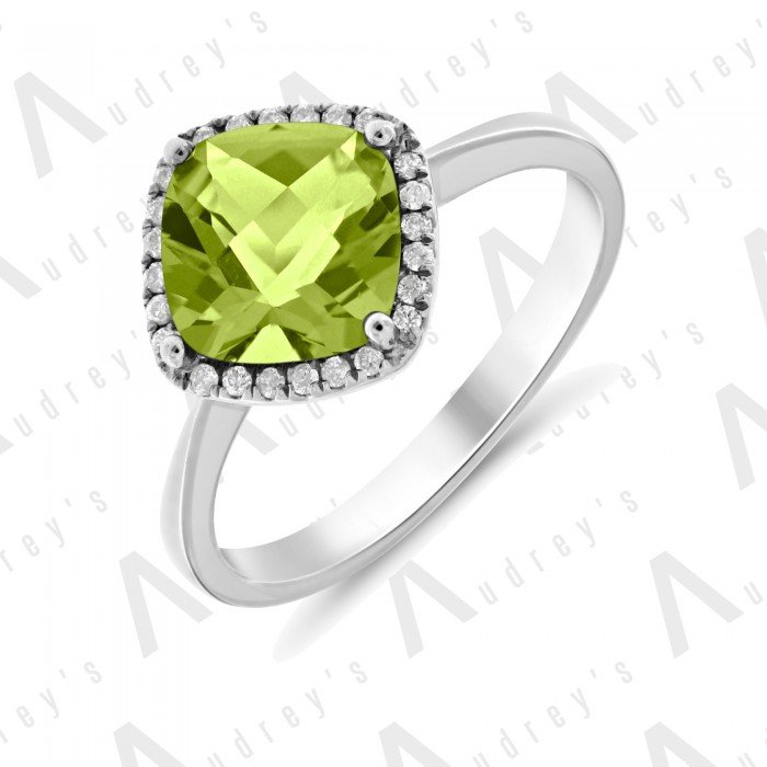 9K WHITE GOLD PERIDOT RING