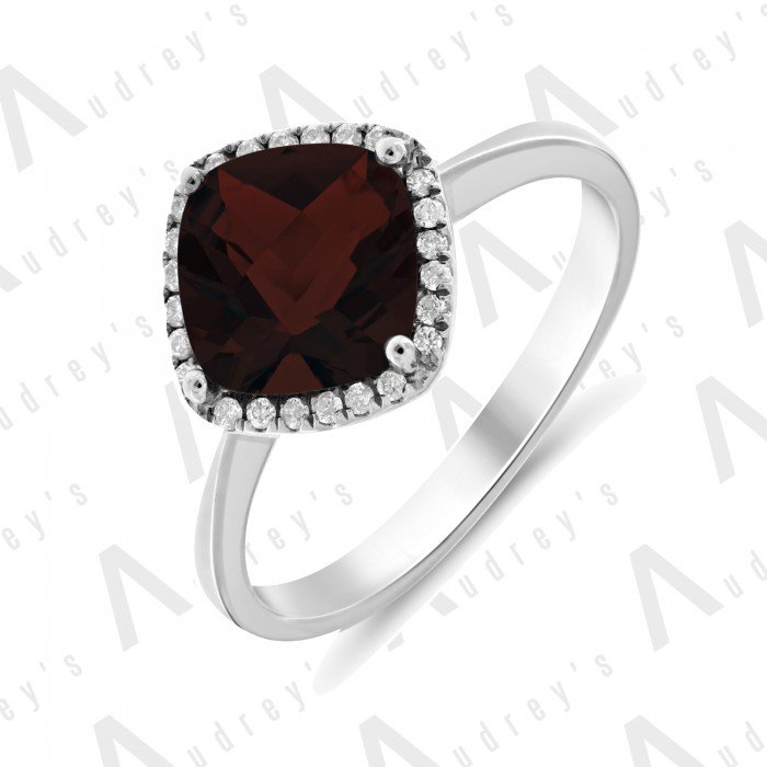 9K WHITE GOLD SMOKEY TOPAZ RING