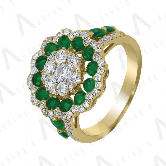 18 KARAT DIAMOND AND GEMSTONE RING