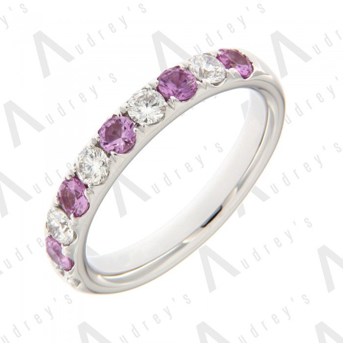 18K WHITE GOLD PINK SAPPHIRE BAND