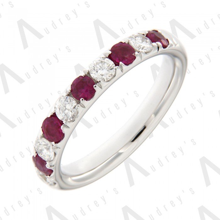 18K WHITE GOLD RUBY BAND
