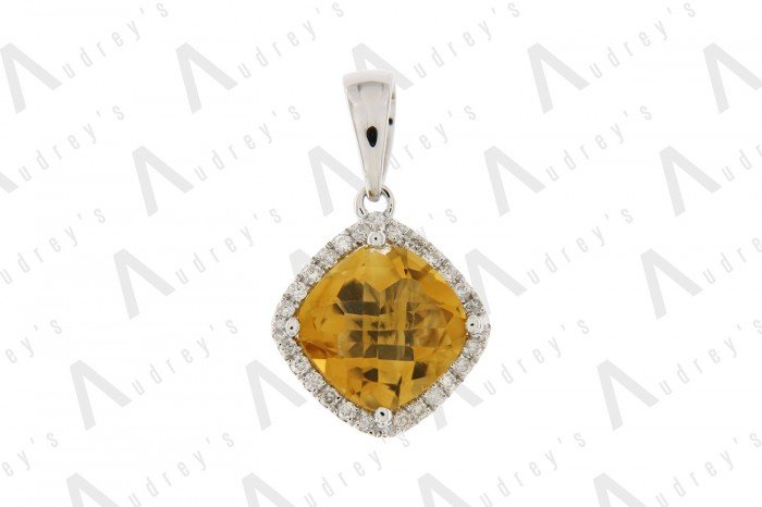9K WHITE GOLD CITRINE NECKLACE