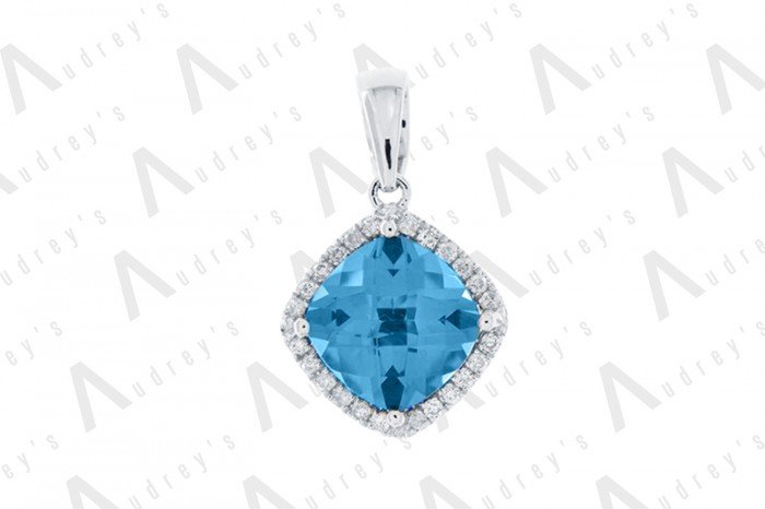 9K WHITE GOLD LONDON BLUE TOPAZ NECKLACE