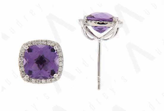 9K WHITE GOLD AMETHYST EARRING