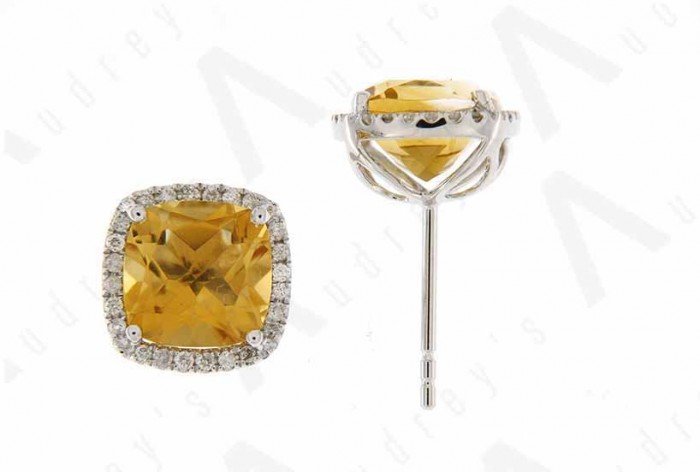 9K WHITE GOLD CITRINE EARRING