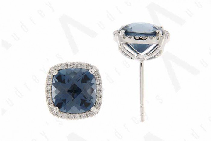 9K WHITE GOLD LONDON BLUE TOPAZ EARRING