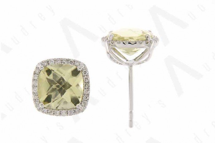 9K WHITE GOLD LEMON QUARTZ EARRING