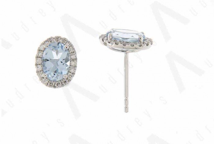 18K WHITE GOLD AQUAMARINE EARRING