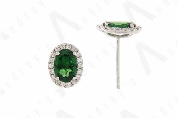 18K WHITE GOLD TSAVORITE EARRING