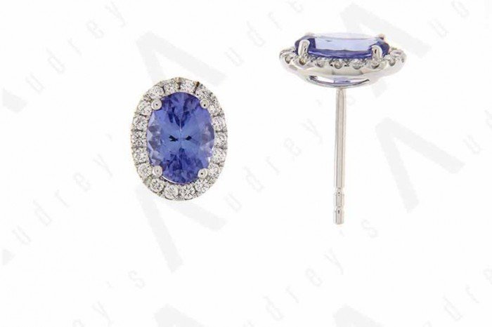18K WHITE GOLD TANZANITE EARRING