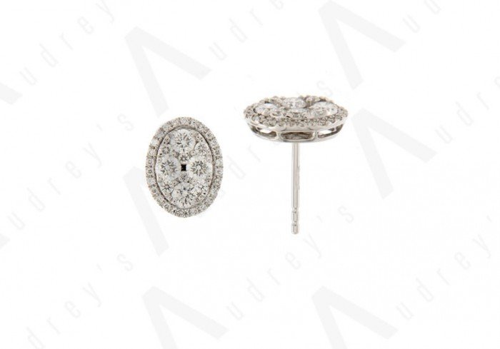 18K WHITE GOLD ILLUSION DIAMOND EARRING