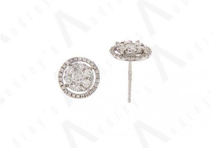 18K WHITE GOLD ILLUSION DIAMOND EARRING