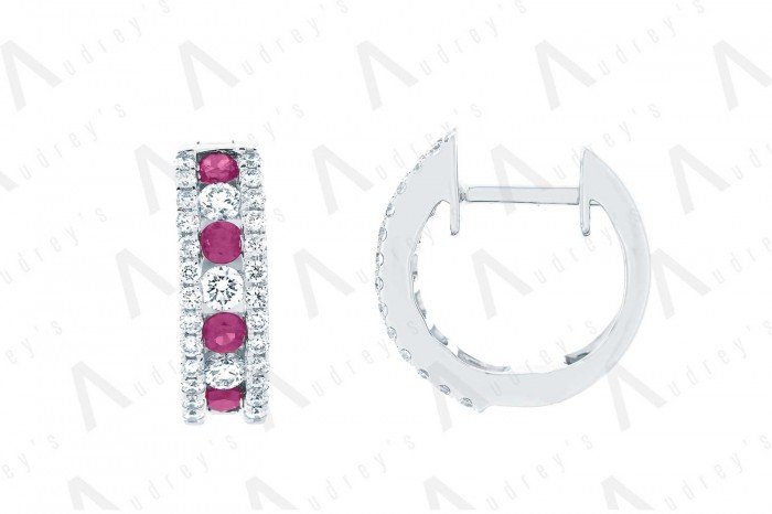 18 KARAT DIAMOND AND GEMSTONE EARRING