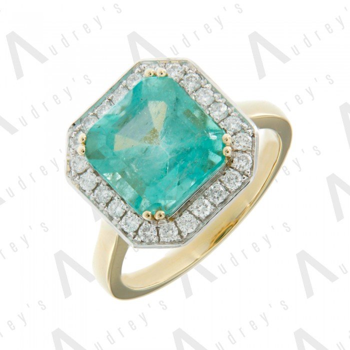 18 KARAT DIAMOND AND GEMSTONE RING