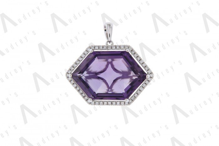 18K WHITE GOLD GEMSTONE NECKLACE