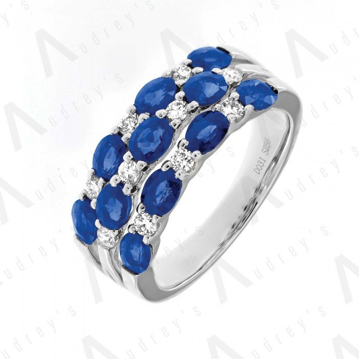 18 KARAT DIAMOND AND GEMSTONE RING