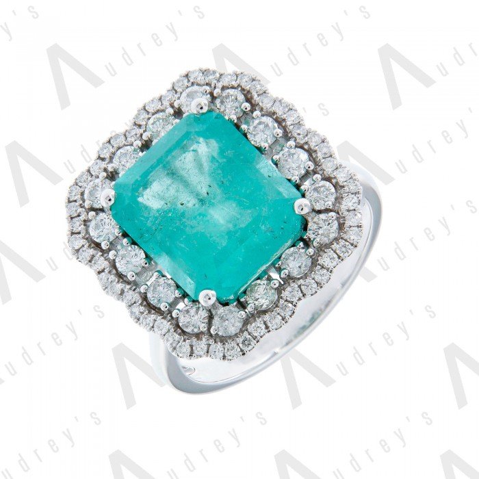 18 KARAT DIAMOND AND GEMSTONE RING