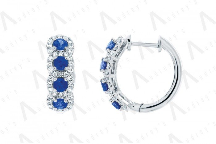 18 KARAT DIAMOND AND GEMSTONE EARRING
