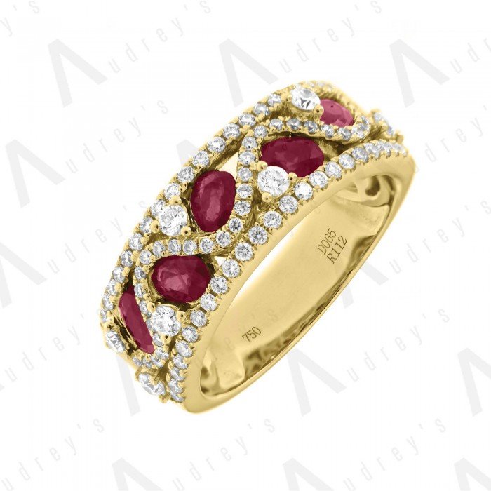 18 KARAT DIAMOND AND GEMSTONE RING