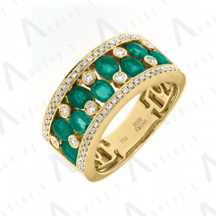 18 KARAT DIAMOND AND GEMSTONE RING