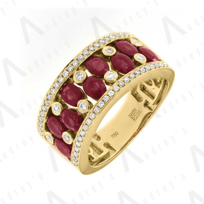 18 KARAT DIAMOND AND GEMSTONE RING