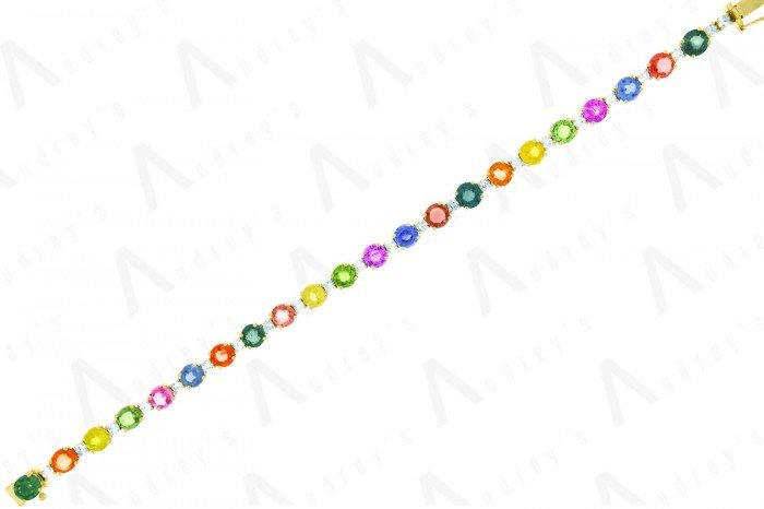 18 KARAT DIAMOND AND GEMSTONE BRACELET
