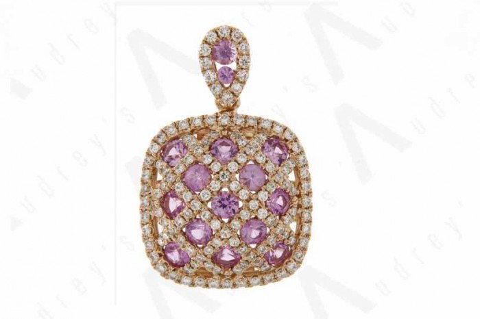 18K ROSE GOLD DIAMOND AND PINK SAPPHIRE PENDANT