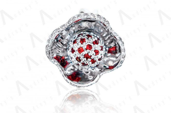 18K WHITE GOLD DIAMOND AND GEMSTONE PENDANT