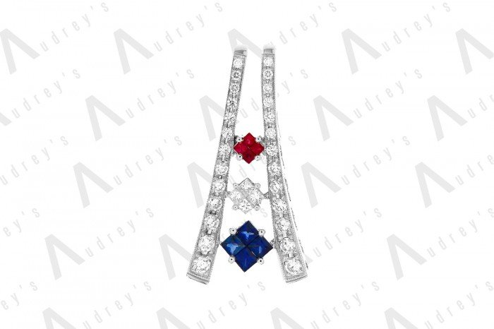 18 KARAT DIAMOND AND GEMSTONE PENDANT