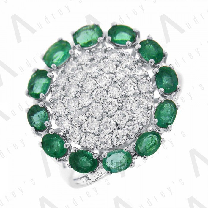 18 KARAT DIAMOND AND GEMSTONE RING