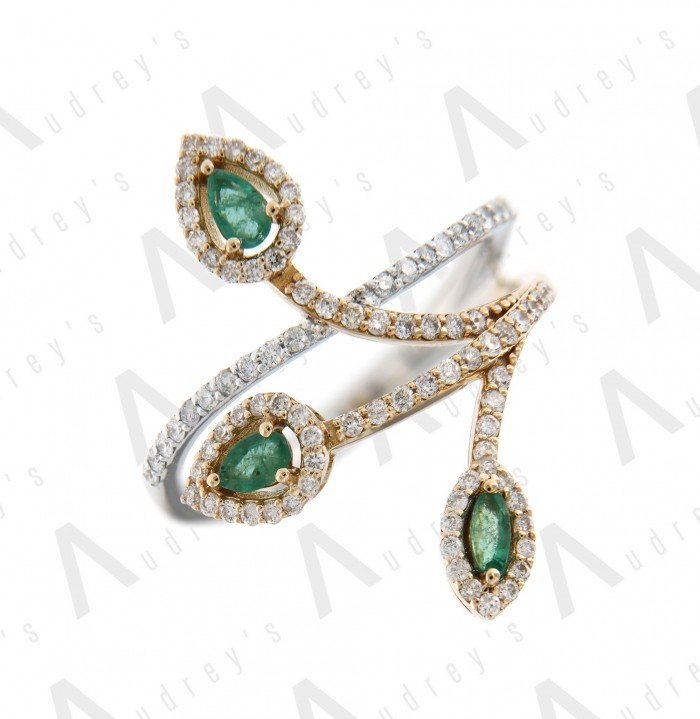 18 KARAT DIAMOND AND GEMSTONE RING