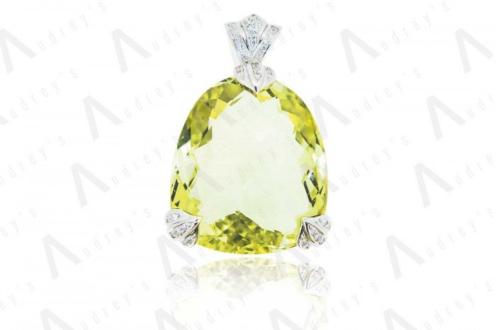 18 KARAT WHITE GOLD DIAMOND AND GEMSTONE PENDANT