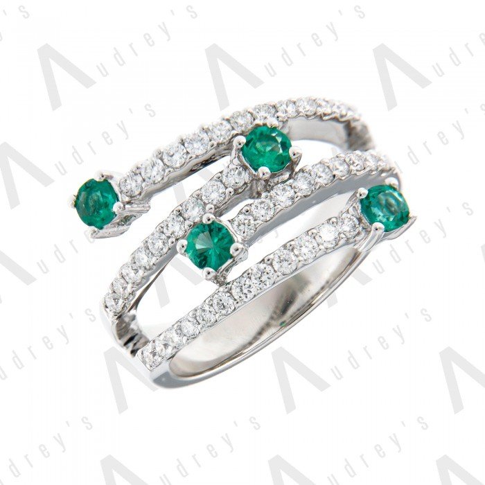 18 KARAT DIAMOND AND GEMSTONE RING