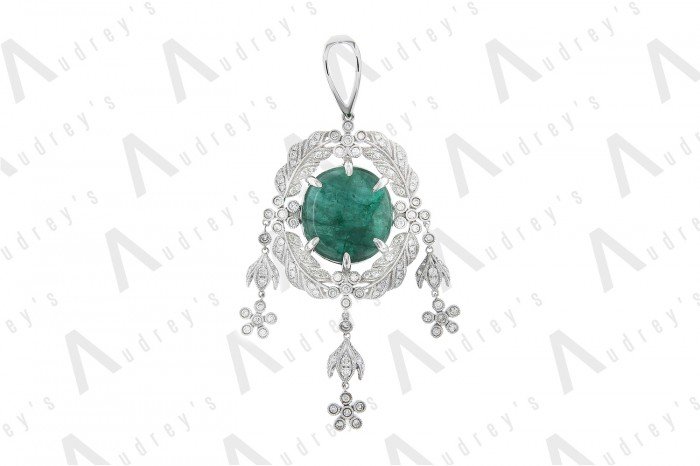 18 KARAT DIAMOND AND GEMSTONE PENDANT