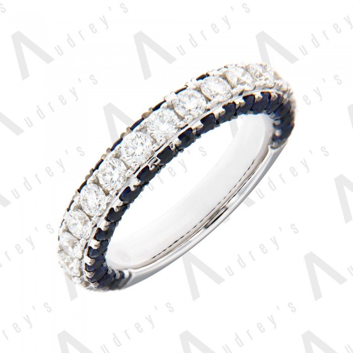 18 KARAT DIAMOND AND GEMSTONE RING