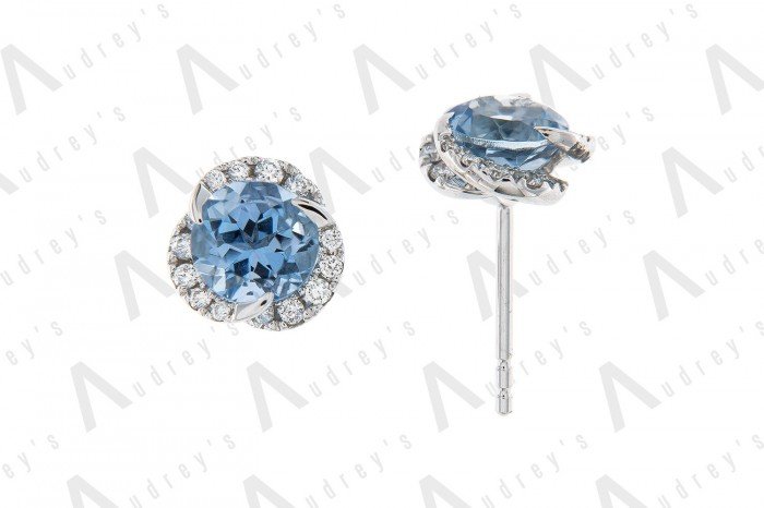 18 KARAT DIAMOND AND GEMSTONE EARRING