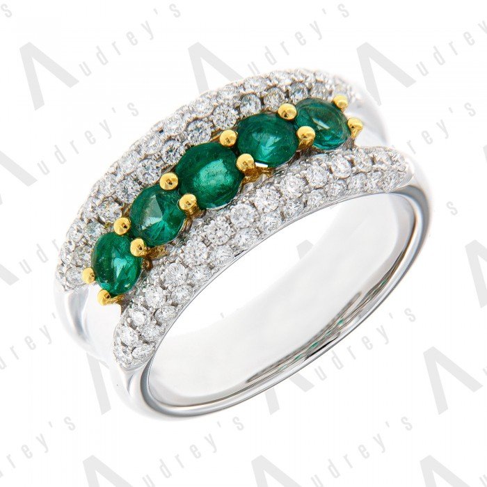 18 KARAT DIAMOND AND GEMSTONE RING