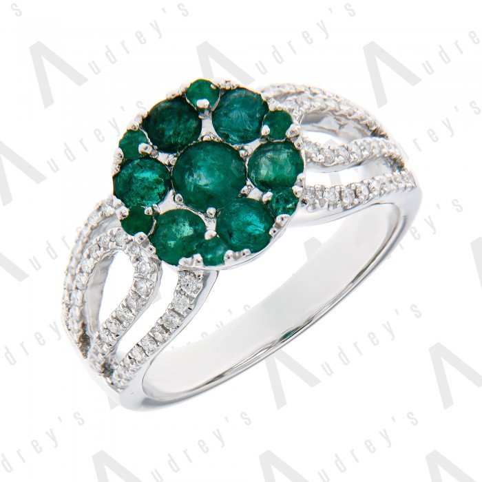 18 KARAT DIAMOND AND GEMSTONE RING