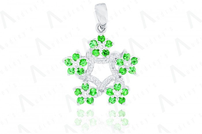 18 KARAT DIAMOND AND COLOR STONE PENDANT