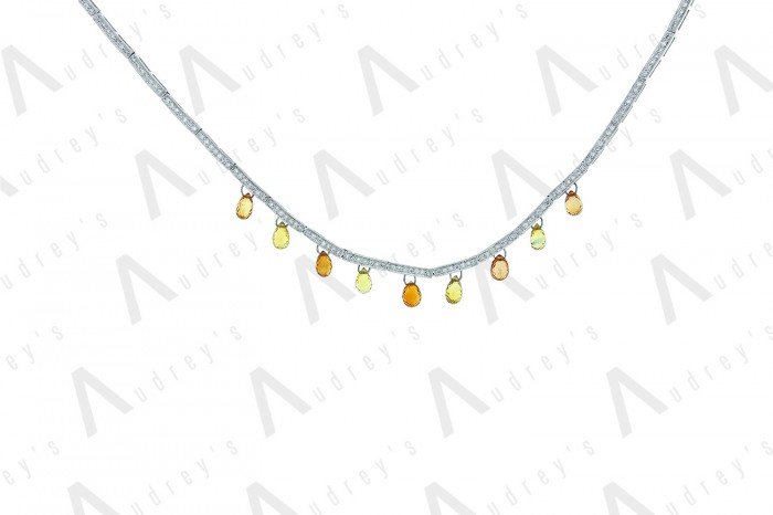 18 KARAT DIAMOND AND GEMSTONE NECKLACE