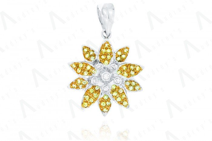 18 KARAT DIAMOND AND COLOR STONE PENDANT