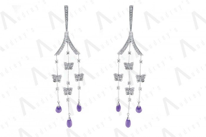 18 KARAT DIAMOND AND GEMSTONE EARRING
