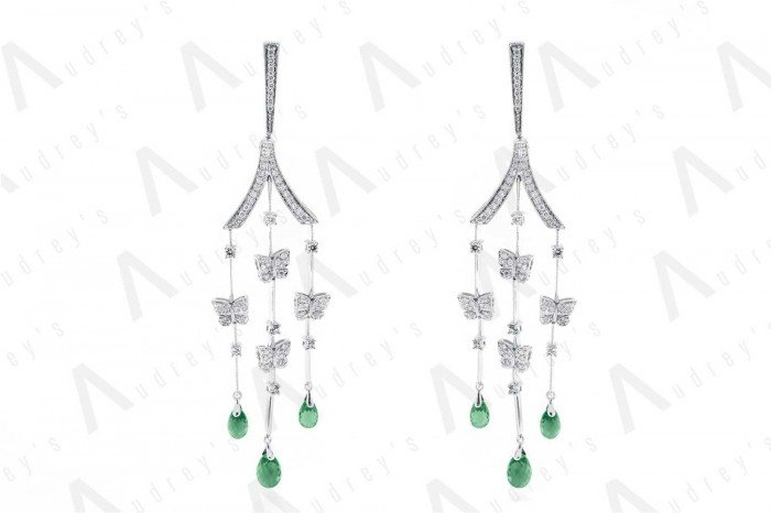 18 KARAT DIAMOND AND GEMSTONE EARRING