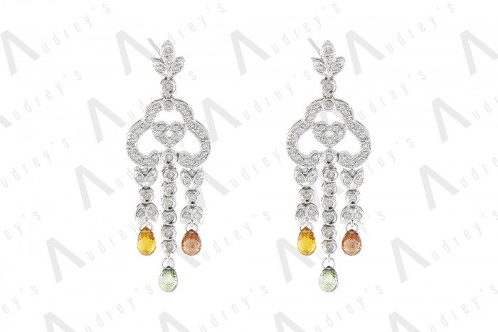 18 KARAT DIAMOND AND GEMSTONE EARRING