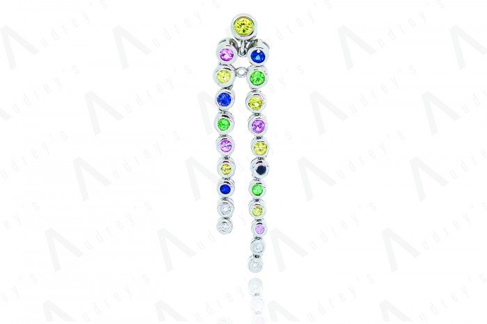 18 KARAT DIAMOND AND COLOR STONE PENDANT